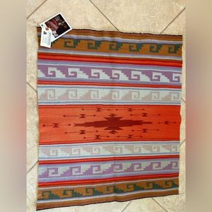 Handwoven Navajo Rug, 31” X 26”, Crystal Pattern, Rug Artisan Photo Attached